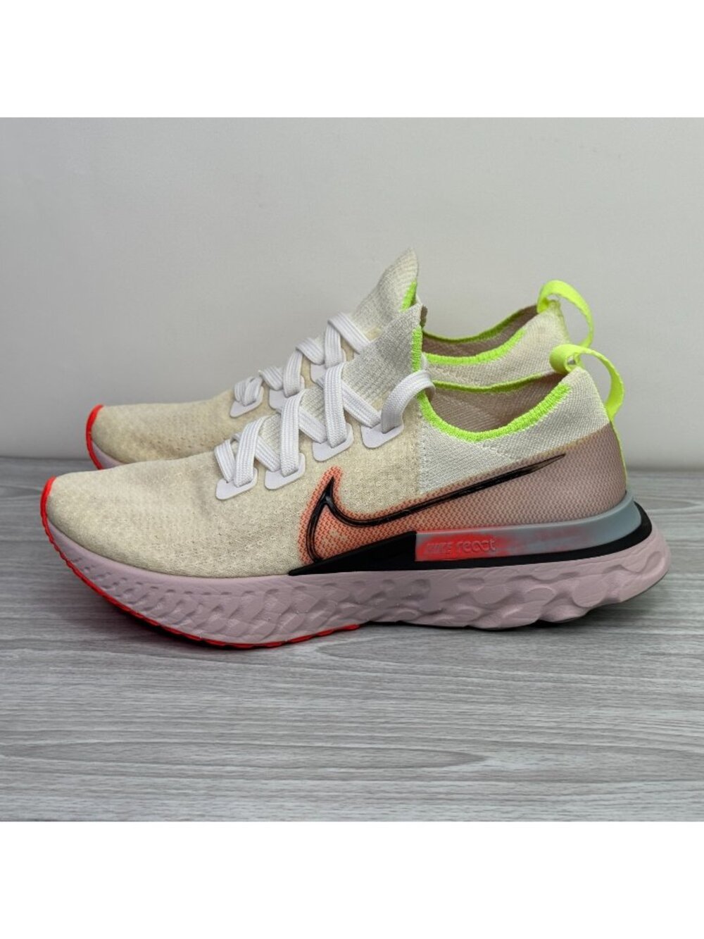 Nike React Infinity Run Flyknit Shoes Womens 6 Beige Running Sneakers CW5636-100